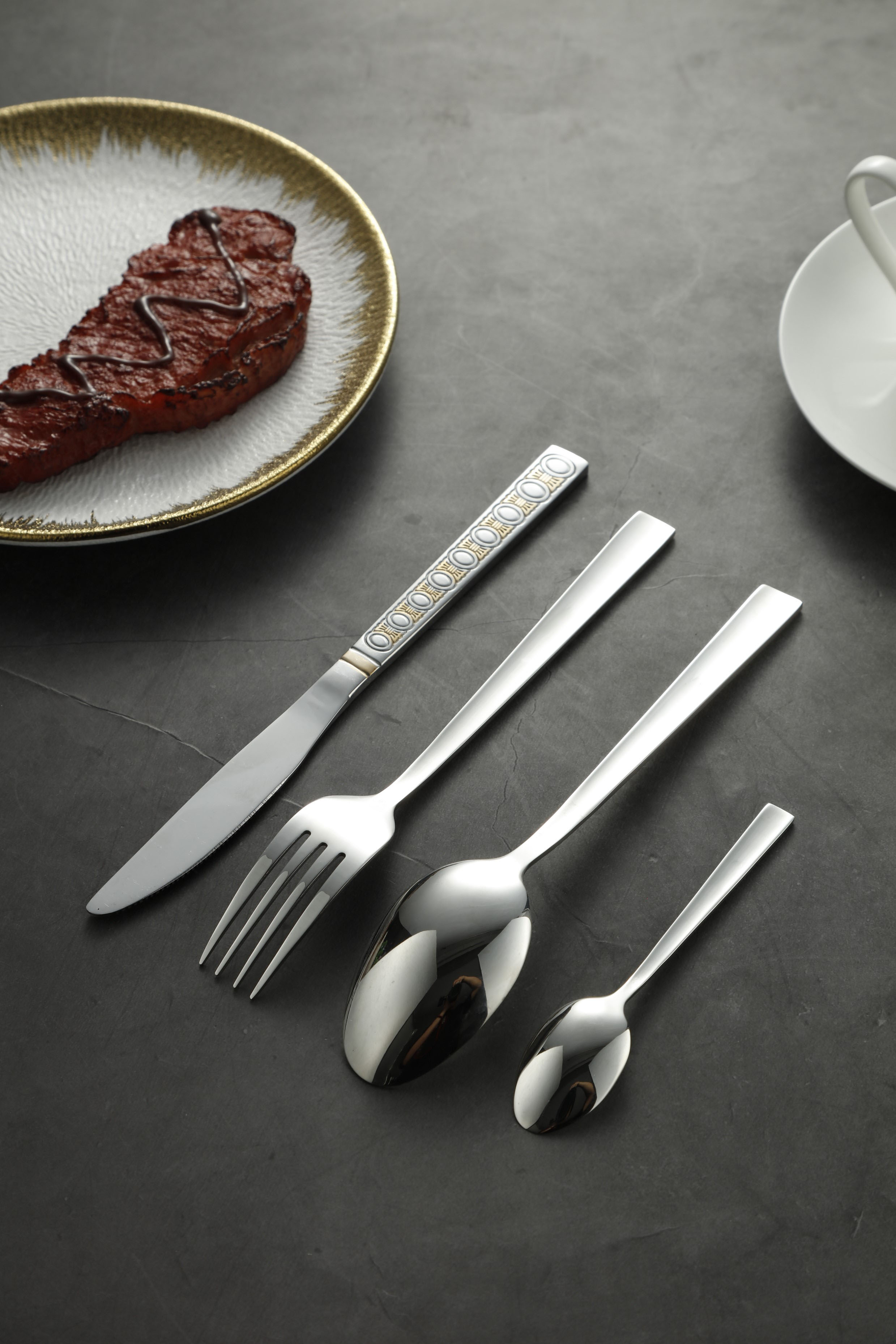 Minimalist Two-Tone Stainless Steel Flatware Set 4