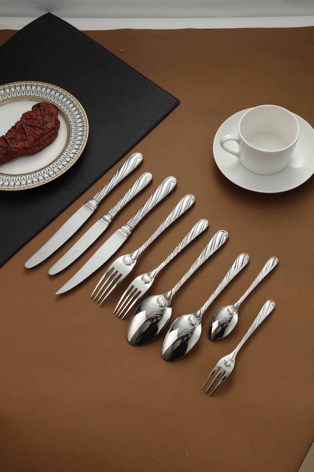 Twisted Rope Pattern Stainless Steel Flatware Set 4