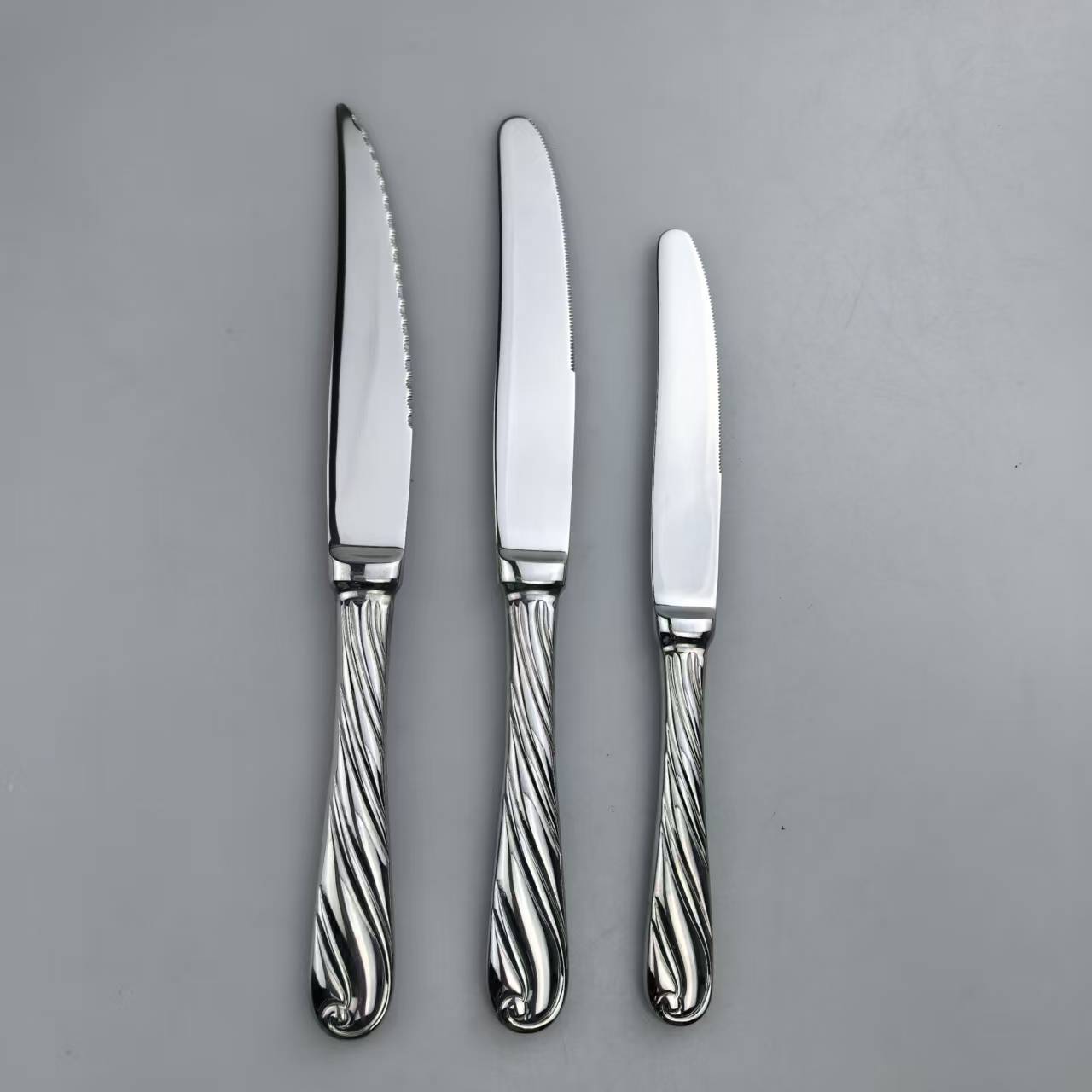 锤纹镜面不锈钢餐具套装 7