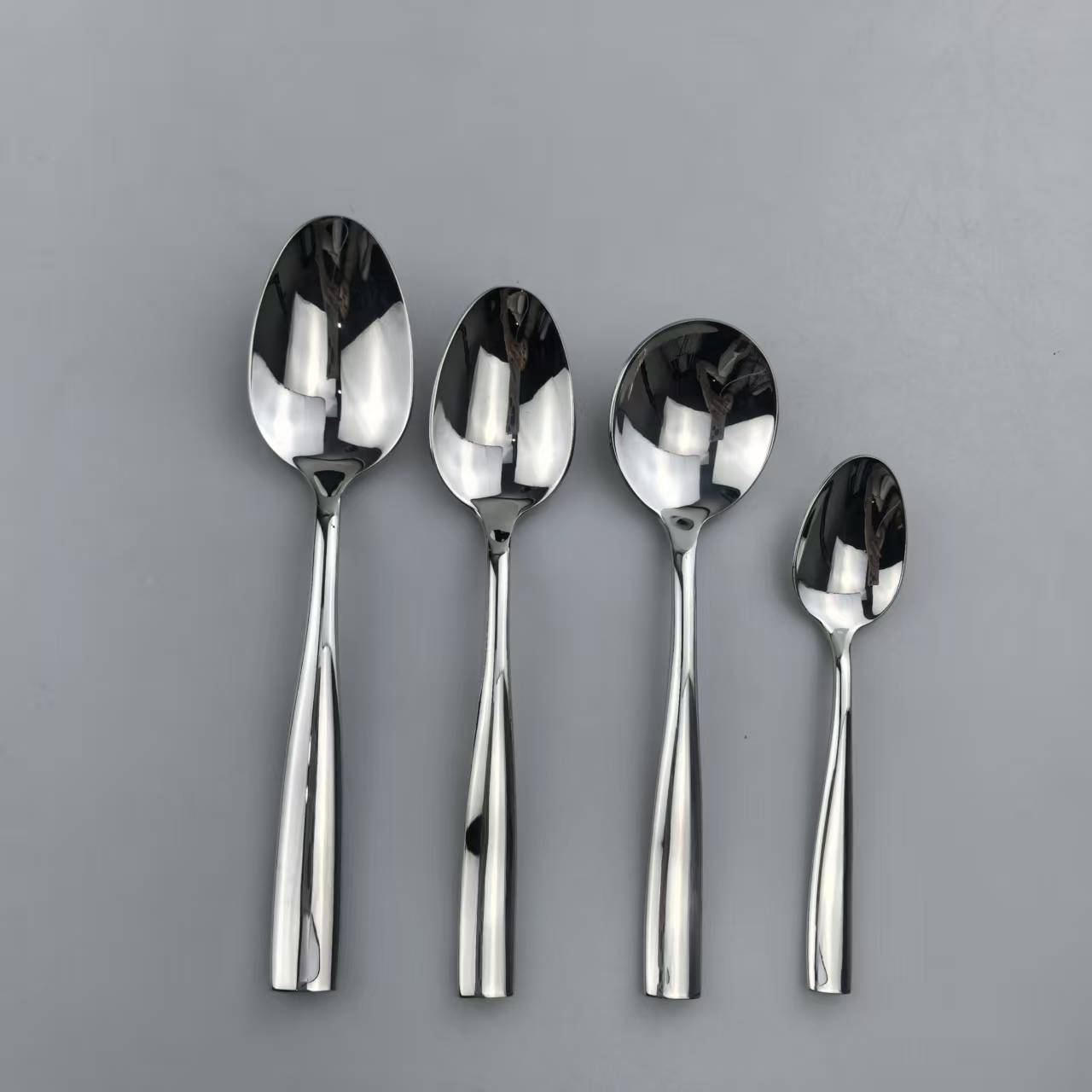 Sleek square-handle Mirror Polished Stainless Steel Flatware Set 6