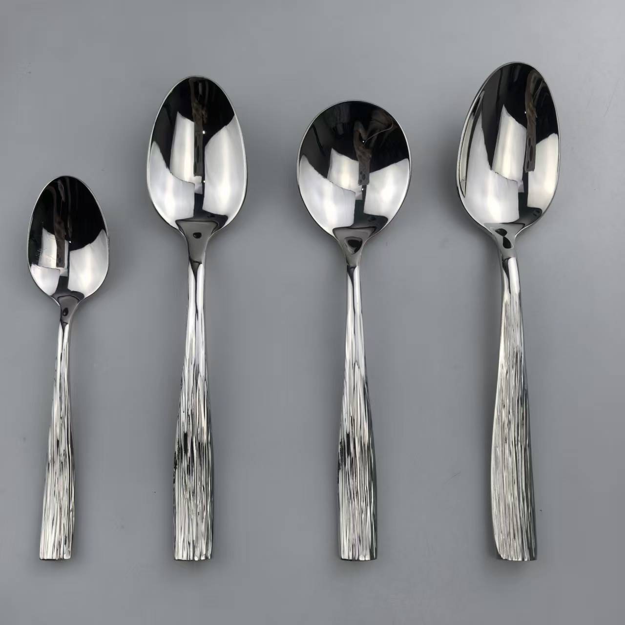 Square-Handle Tree-Engraved Mirror Stainless Steel Cutlery Set 6
