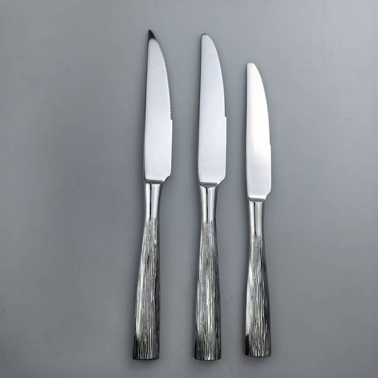 Square-Handle Tree-Engraved Mirror Stainless Steel Cutlery Set 7