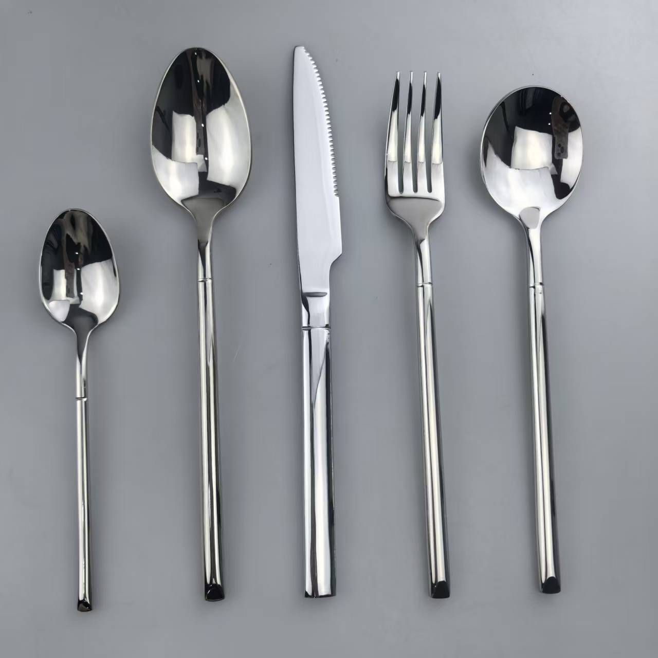 OEM Stainless Steel Cutlery Set – Square Handle Mirror Polish Flatware for Wholesale 2
