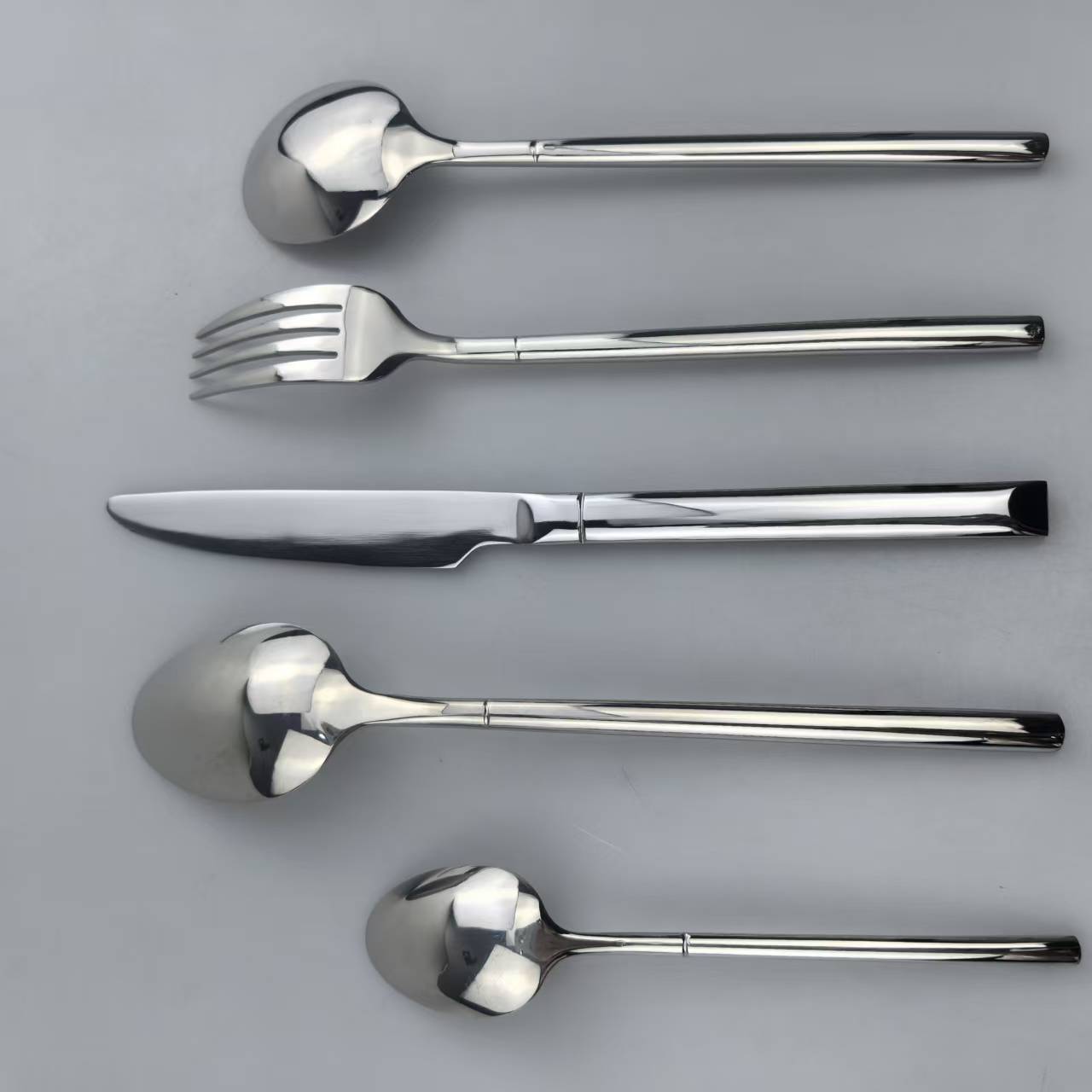 OEM Stainless Steel Cutlery Set – Square Handle Mirror Polish Flatware for Wholesale 3