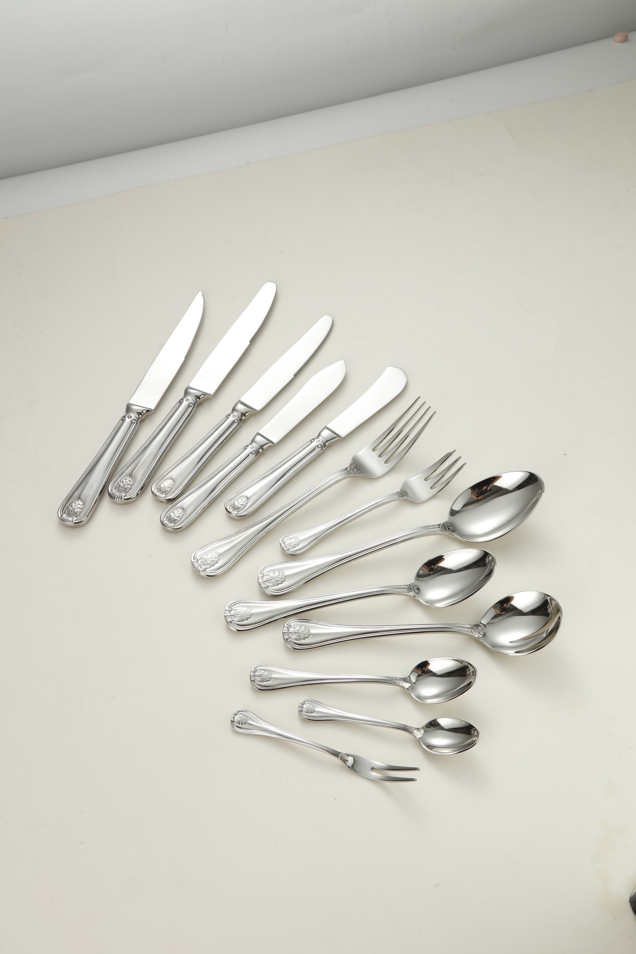 Vintage Floral Embossed Stainless Steel Flatware Set 2