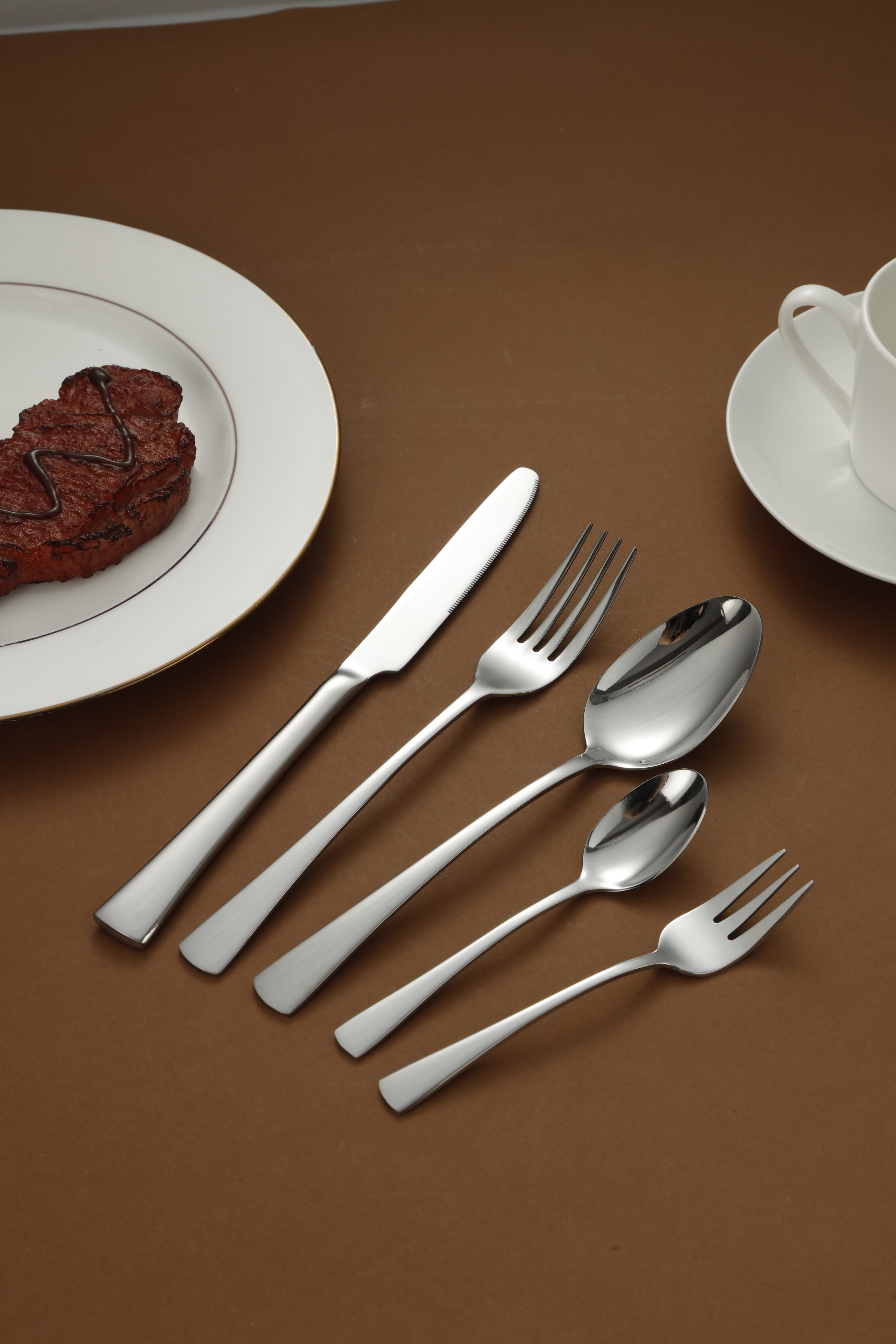 Flared Wide Handle Stainless Steel Flatware Set 1