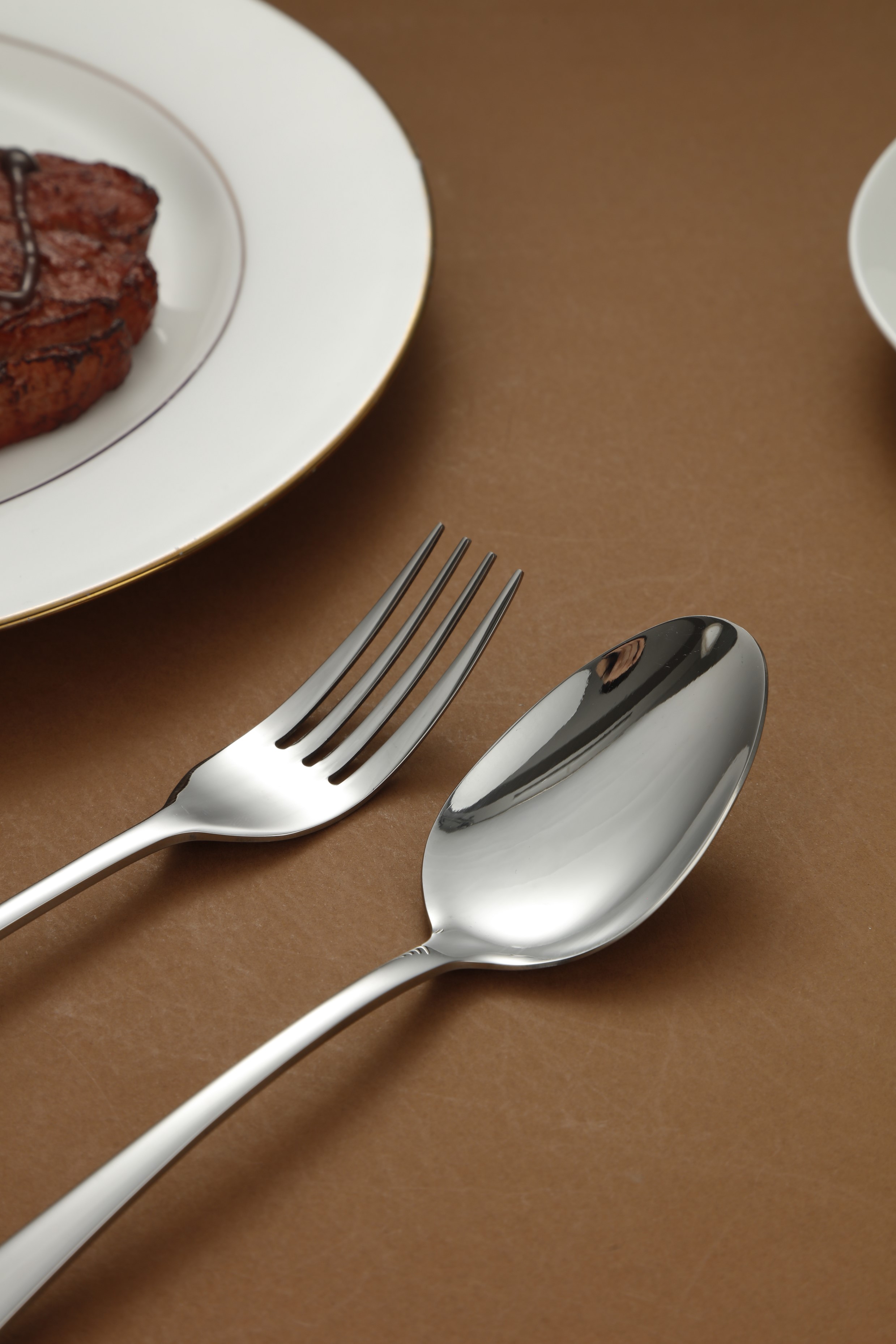 Flared Wide Handle Stainless Steel Flatware Set 6