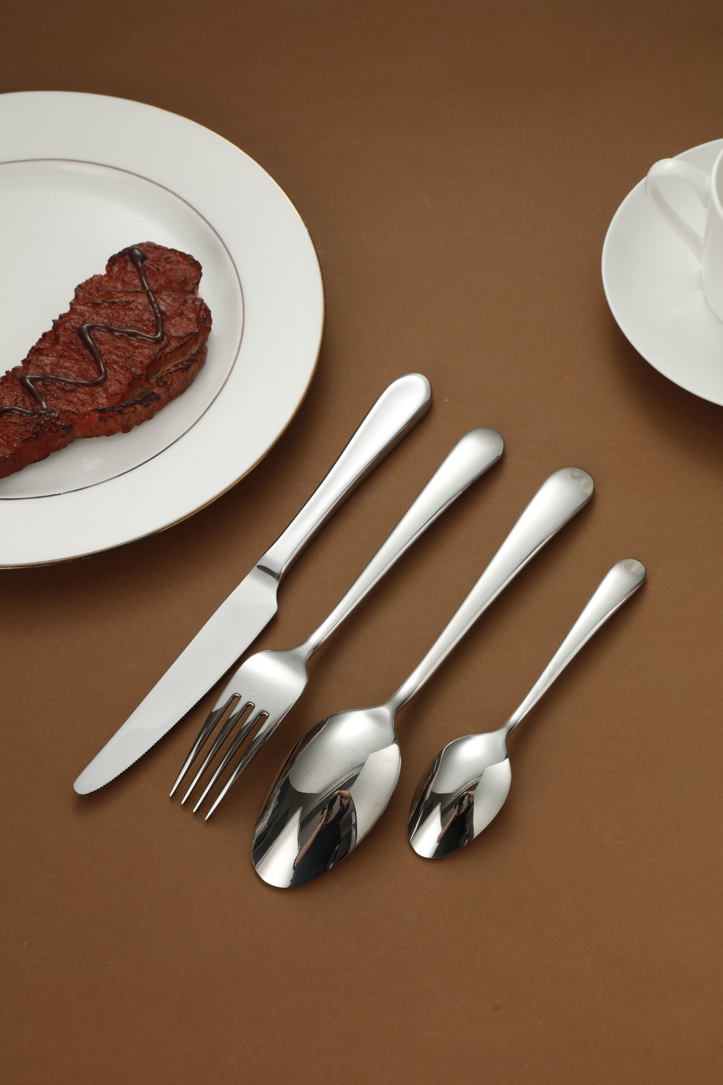 Double Line Edge Stainless Steel Flatware Set 4