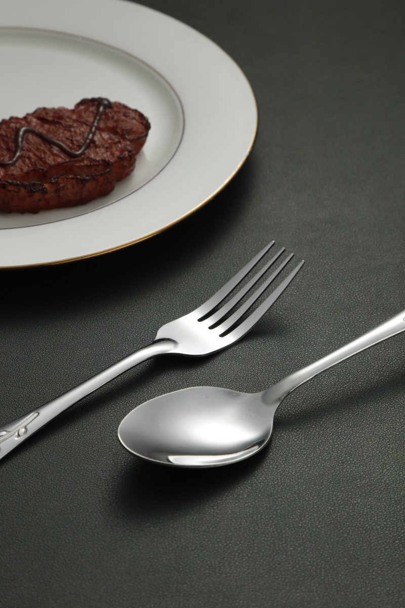 Rose Flower Embossed Stainless Steel Flatware Set 6