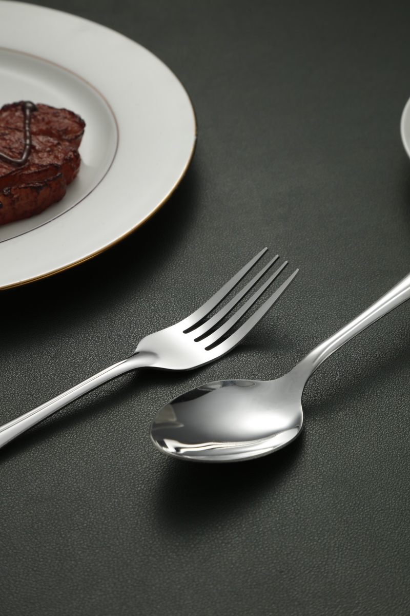 Simple Line Engraved Stainless Steel Flatware Set 6