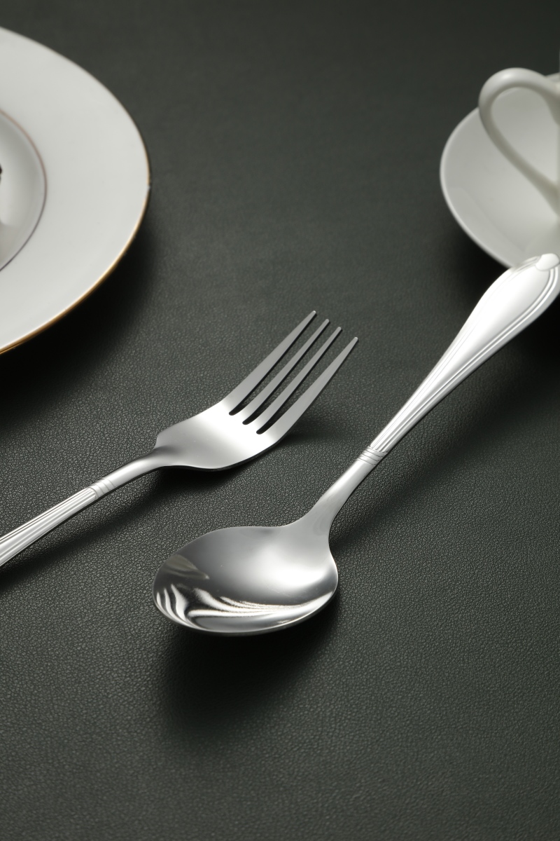 Double-Line Contoured Stainless Steel Flatware Set 6