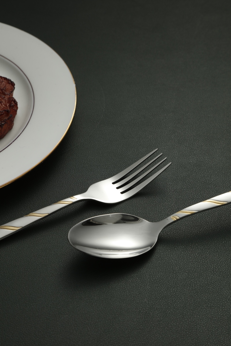 Slim Gold Lined Stainless Steel Flatware Set 6