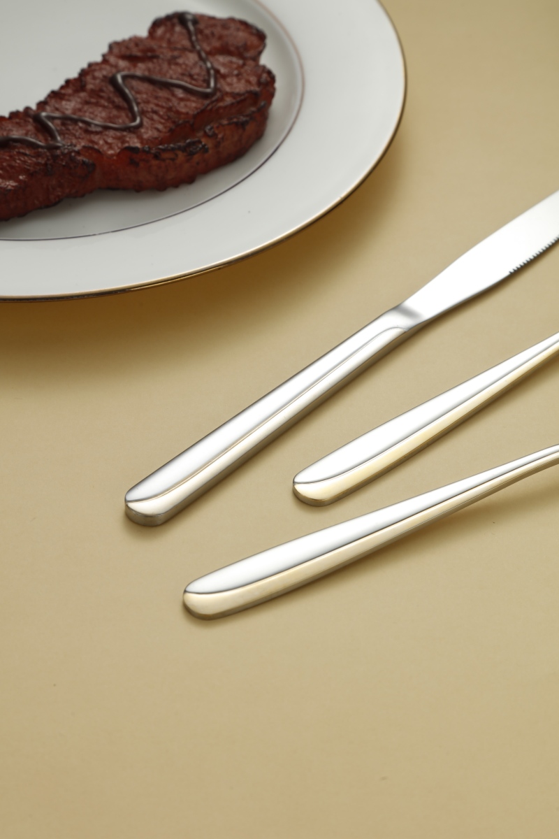 Slim Gold-Edged Stainless Steel Flatware Set 5