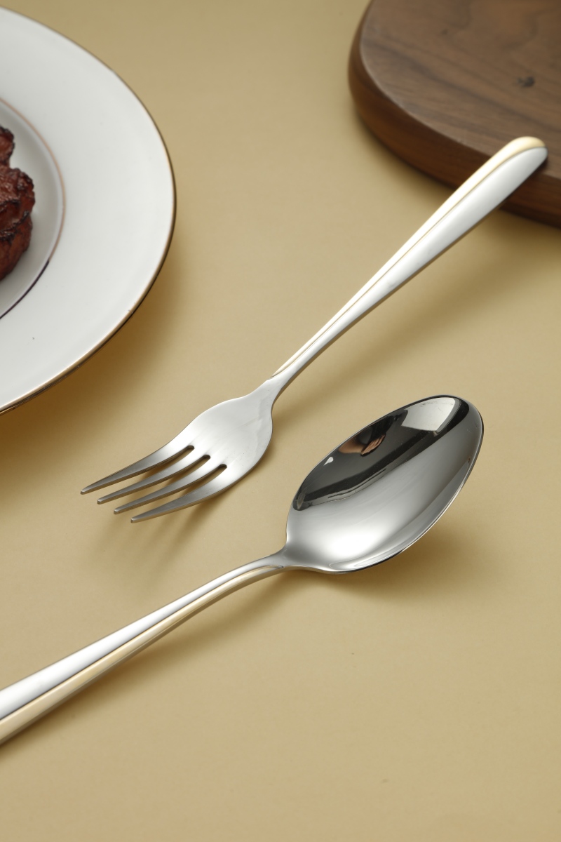 Slim Gold-Edged Stainless Steel Flatware Set 6