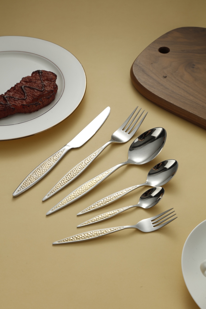 Hammered Dot Texture Stainless Steel Flatware Set