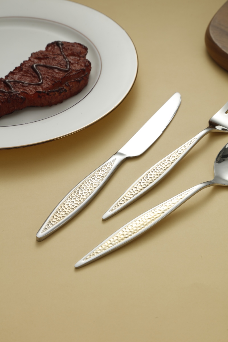 Hammered Dot Texture Stainless Steel Flatware Set 5