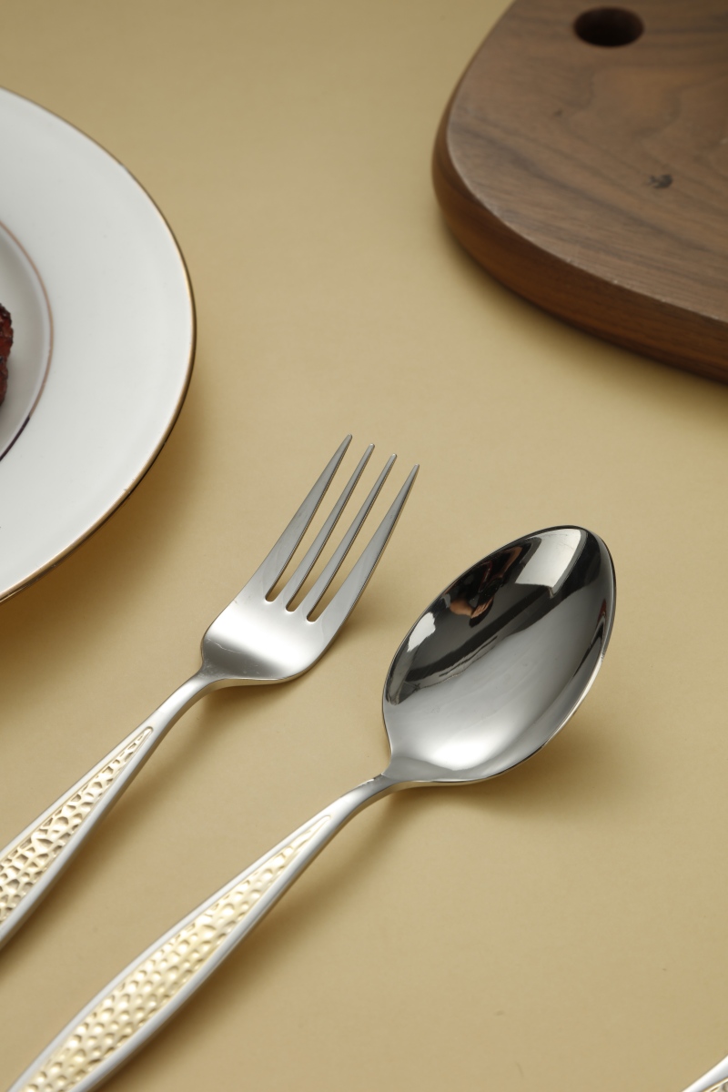 Hammered Dot Texture Stainless Steel Flatware Set 6
