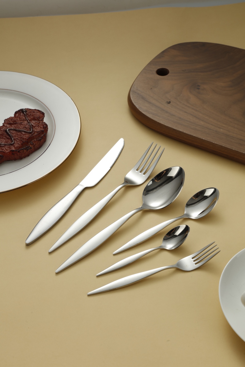 Sleek Tapered Minimalist Stainless Steel Flatware Set