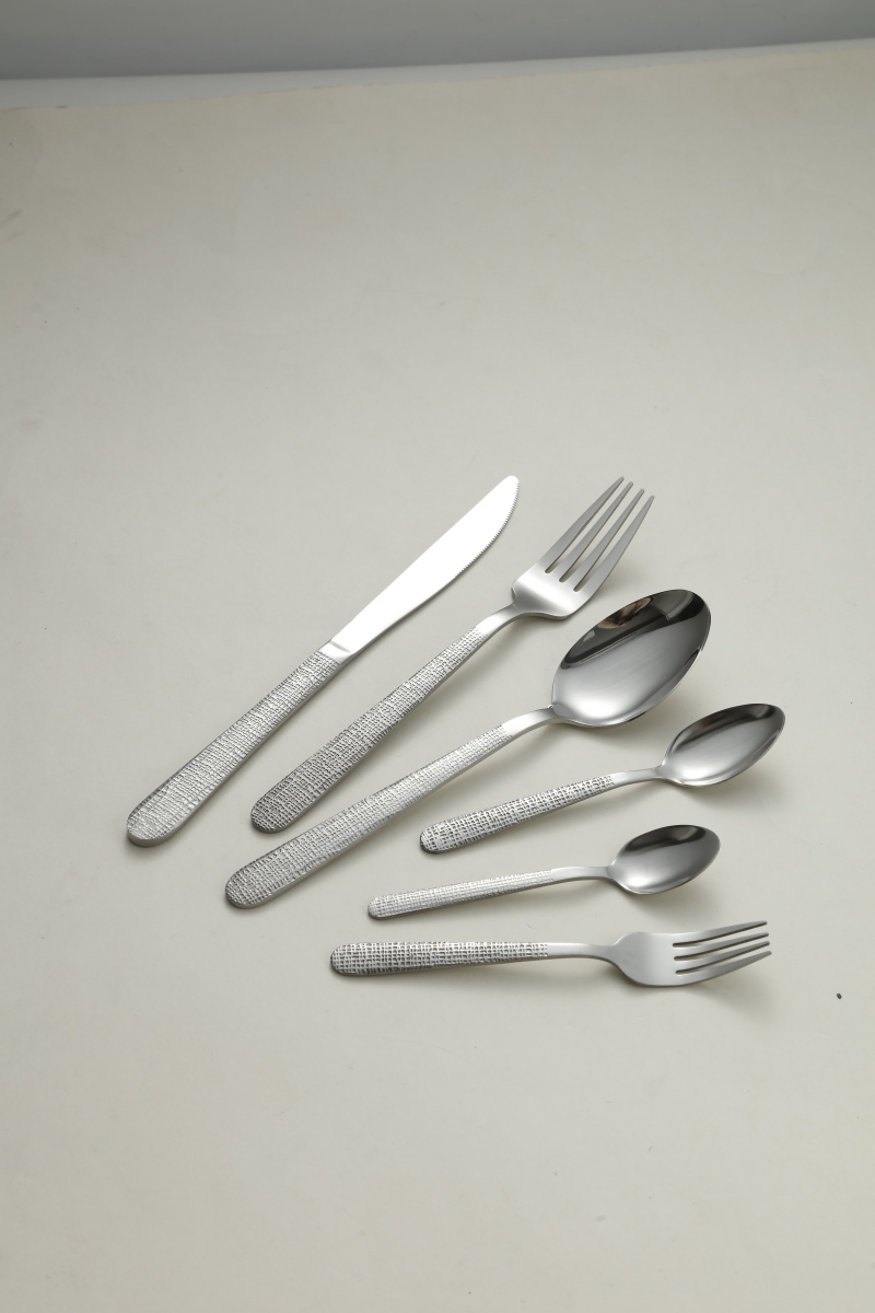 All Over Woven Texture Stainless Steel Flatware Set 2