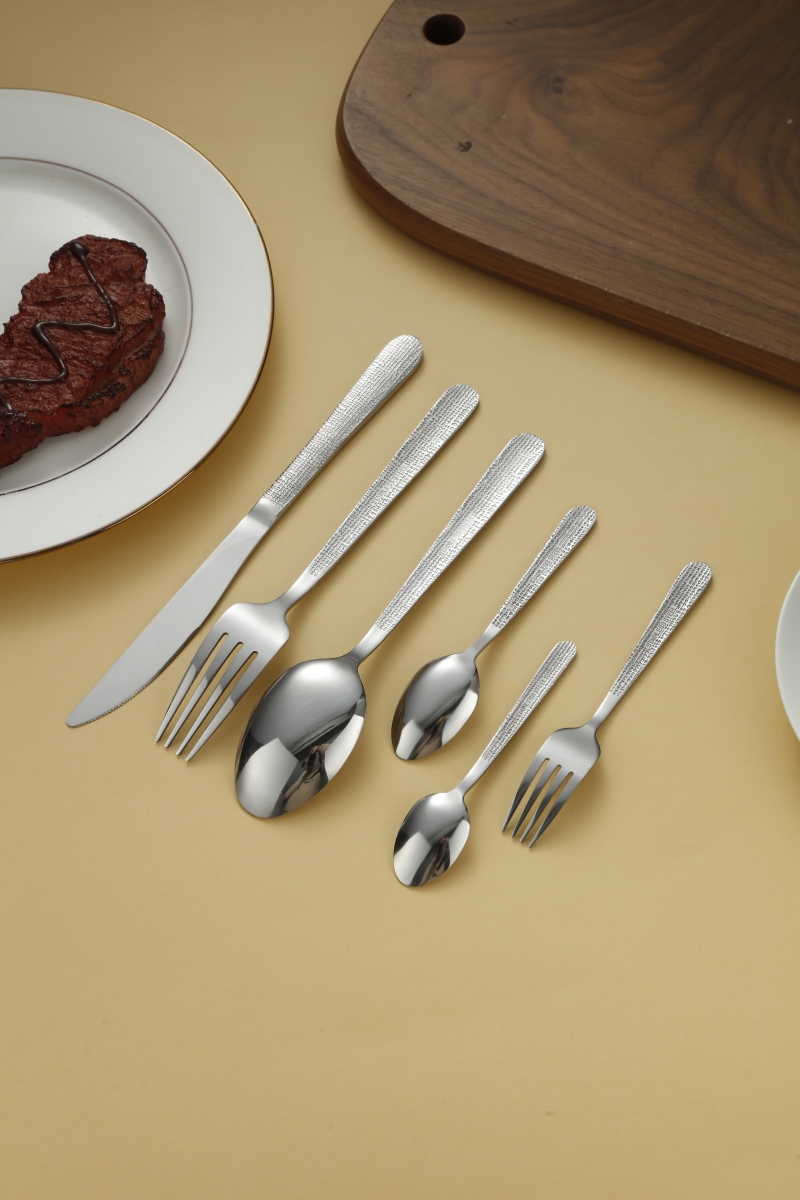 All Over Woven Texture Stainless Steel Flatware Set 4