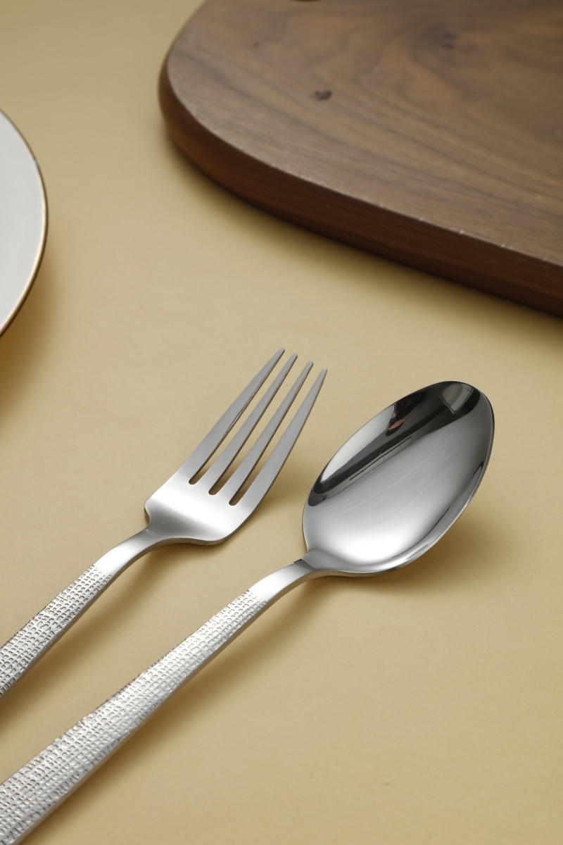 All Over Woven Texture Stainless Steel Flatware Set 5