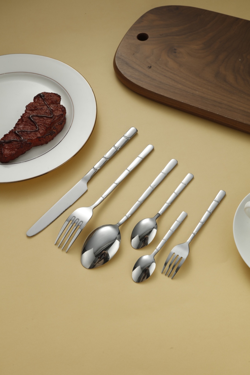 Bamboo Joint Pattern Stainless Steel Flatware Set 4