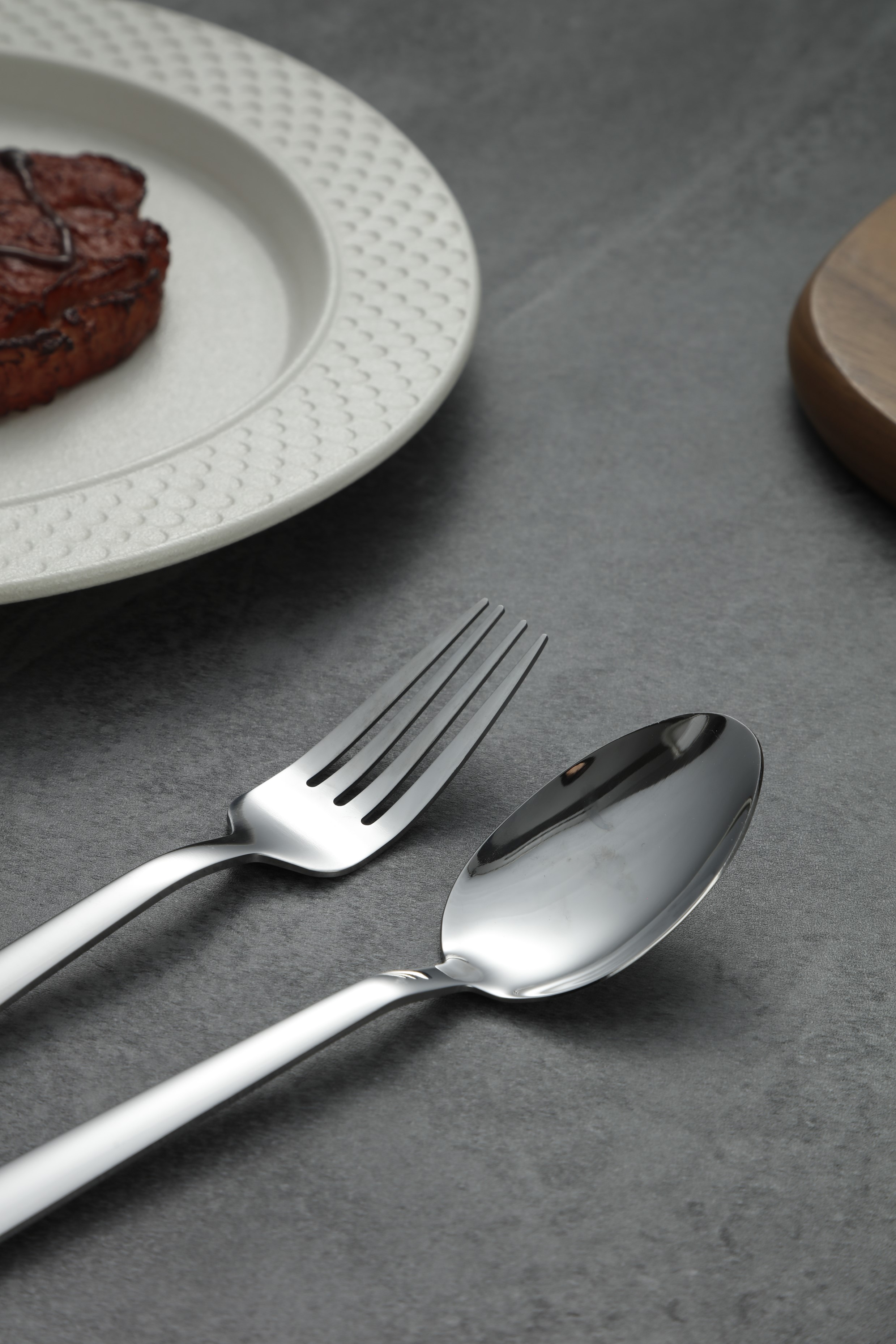 Plain Smooth Straight Handle Stainless Steel Flatware Set 6