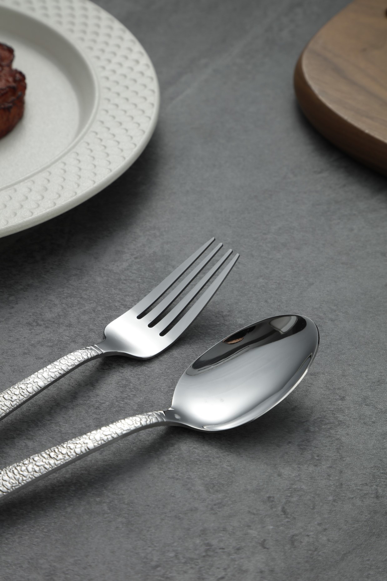 Full Hammered Grain Stainless Steel Flatware Set 6