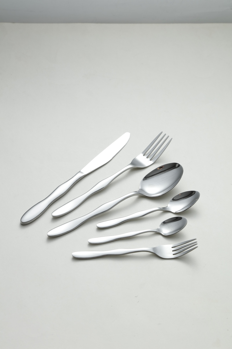 Wave Contour Silver Dinner Cutlery Knife Fork Spoon Set 2