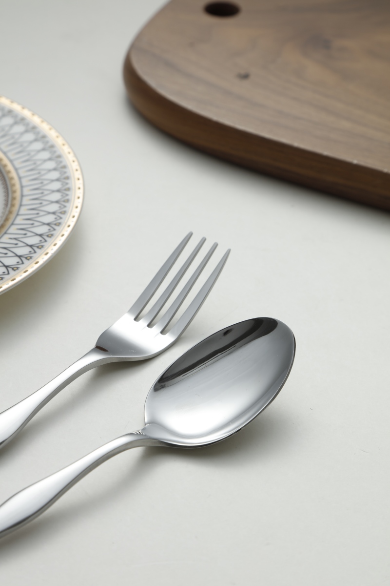 Wave Contour Silver Dinner Cutlery Knife Fork Spoon Set 6